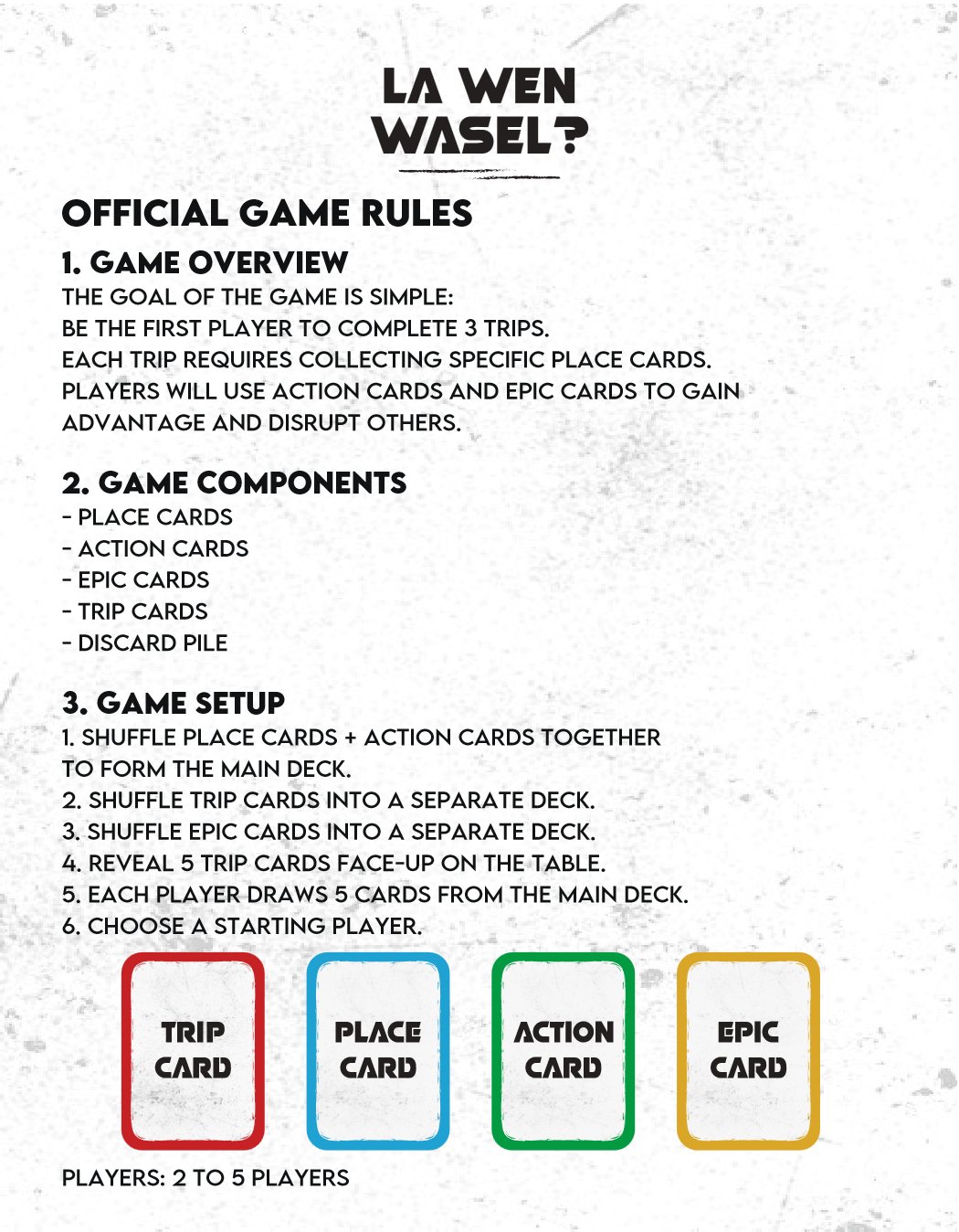 Official game rules, page 1